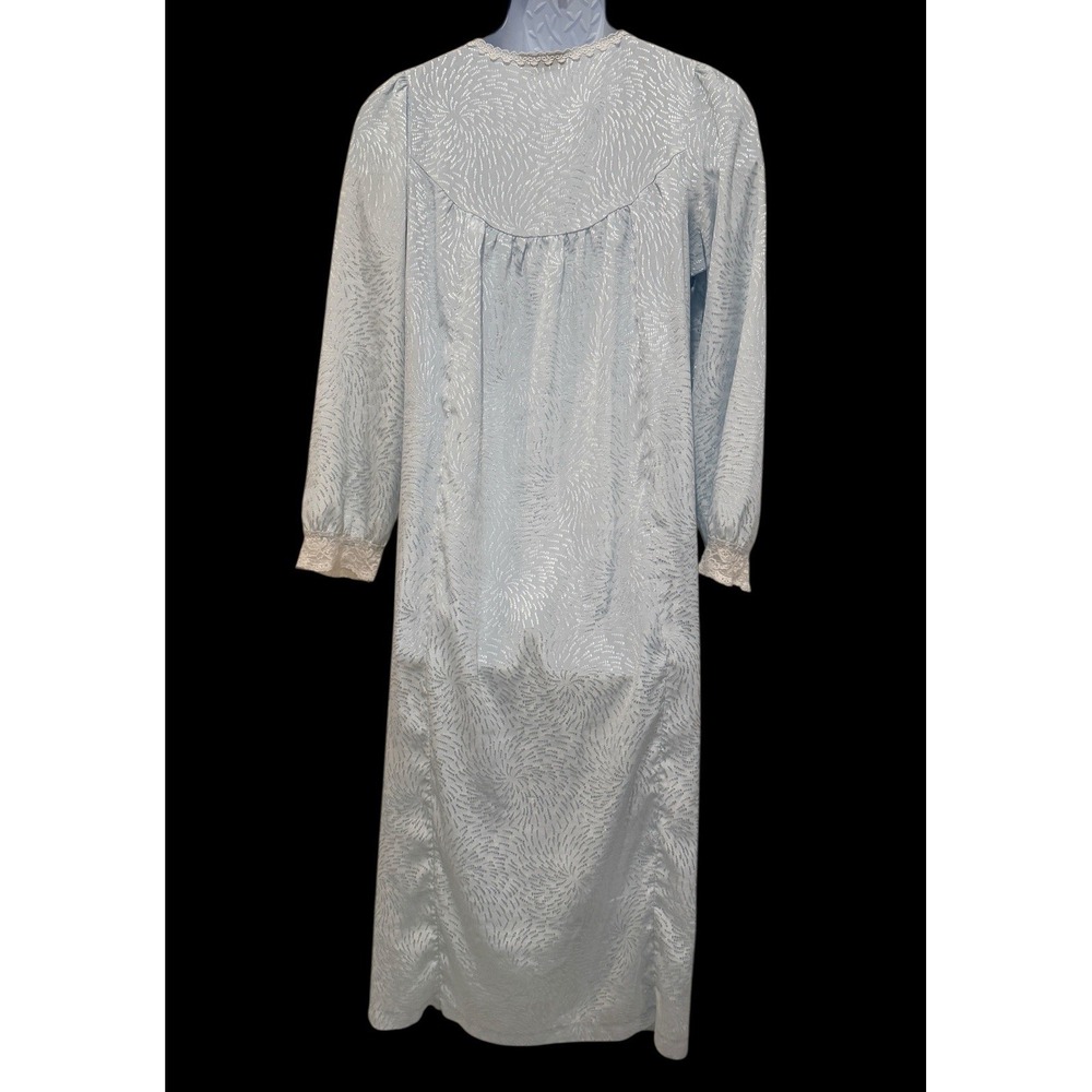 Vintage‎ Christian DIOR Womens Nightgown M Pale Blue Lace Shiny Loungewear - Picture 5 of 7